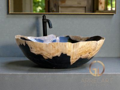 WASCHBECKEN AUS VERSTEINERTEM HOLZ BALI