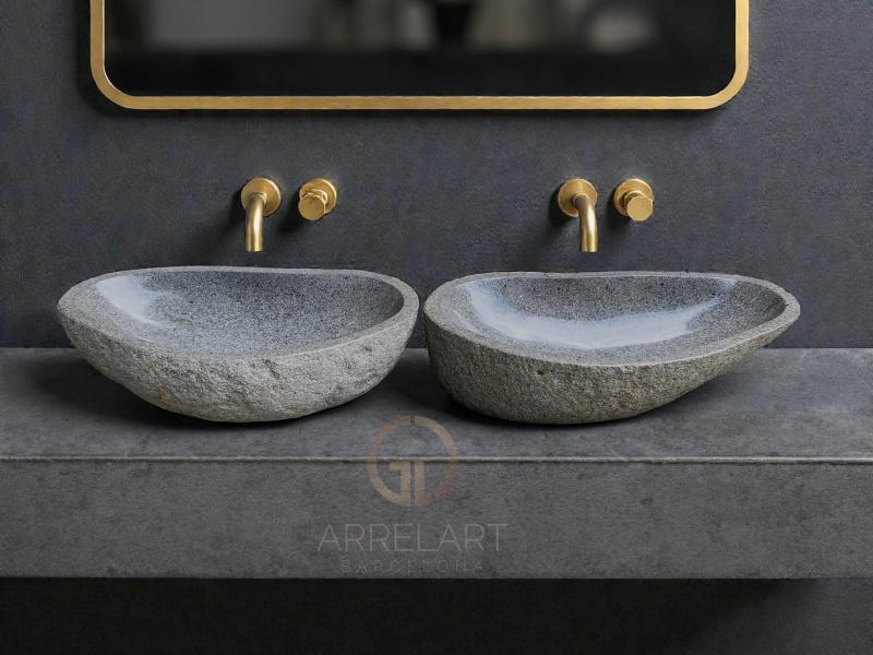 SET WASHBASIN RIVER STONE DORIAN