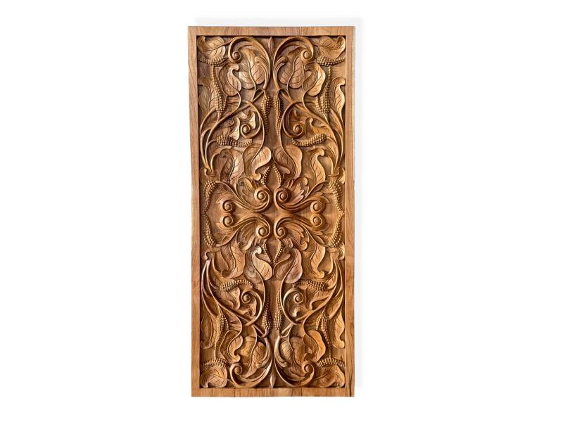 CARVED PANEL OF TEAK WOOD DIJON