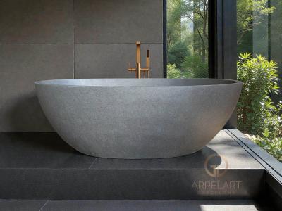 ELEGANTE BADEWANNE AUS SATINGRAUEM TERRAZZO ROCHELLE