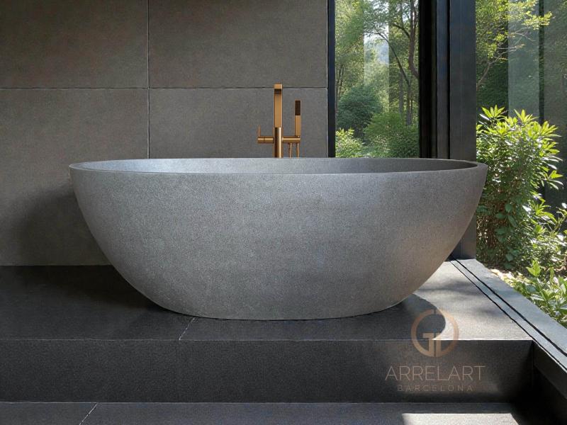 BAÑERA ELEGANTE DE TERRAZO GRIS SATINADO ROCHELLE