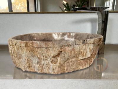 WASHBECKEN AUS VERSTEINERTEM HOLZ CHAGULAK