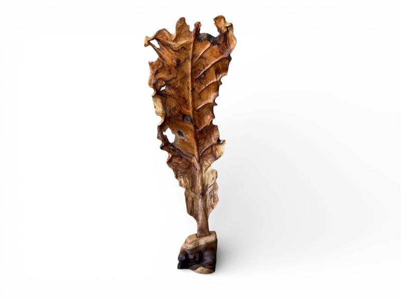 WOODEN SCULPTURE IN THE SHAPE OF A LEAF