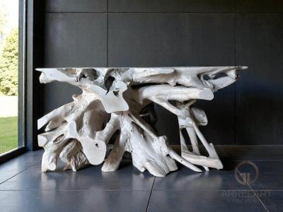 CONSOLA BLANCA RECIBIDOR DE MADERA ASPEN