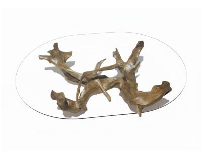 TEAKWURZELTISCH MIT GLAS LE MARAIS