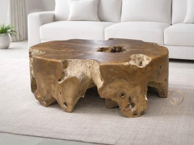 TAVOLINO ROTONDO IN RADICE DI TEAK HAMPSTEAD