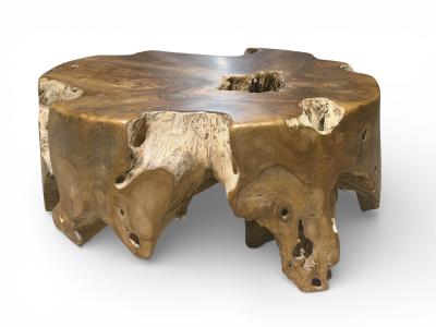 TAVOLINO ROTONDO IN RADICE DI TEAK HAMPSTEAD