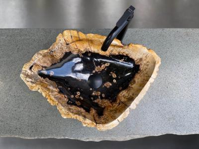 LAVABO D’AUTORE IN LEGNO PIETRIFICATO RIBEIRA