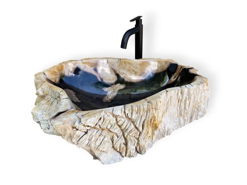 WASCHBECKEN AUS FOSSILEM HOLZ LEWIS