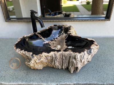 LAVABO DE MADERA OSCURA FOSILIZADA TOULOUSE