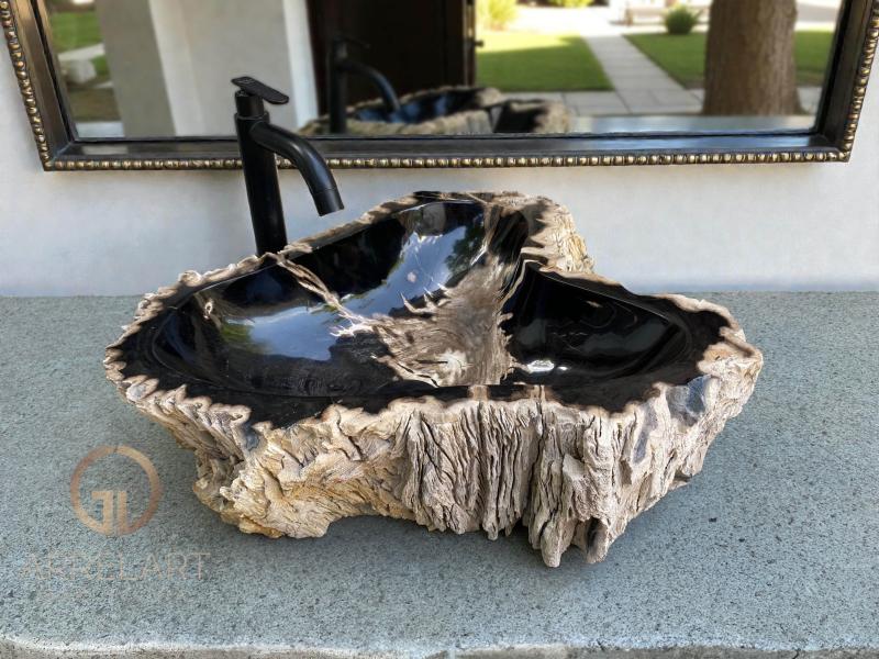 LAVABO DE MADERA OSCURA FOSILIZADA TOULOUSE