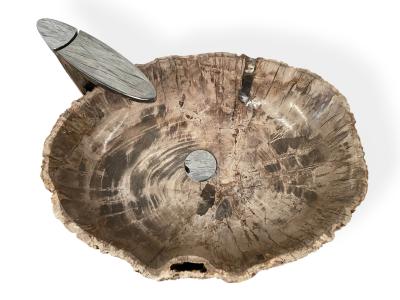 VASQUE EN BOIS PETRIFIE BEIGE BENEVENTO