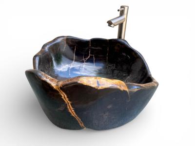 LAVABO SCURO IN LEGNO PIETRIFICATO GREENWICH