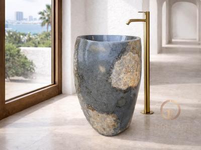 HANDMADE FREESTANDING BASIN WITH RIVER STONE