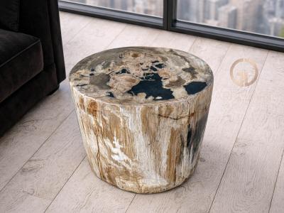 SGABELLO IN TRONCO DI LEGNO PIETRIFICATO SULAWESI