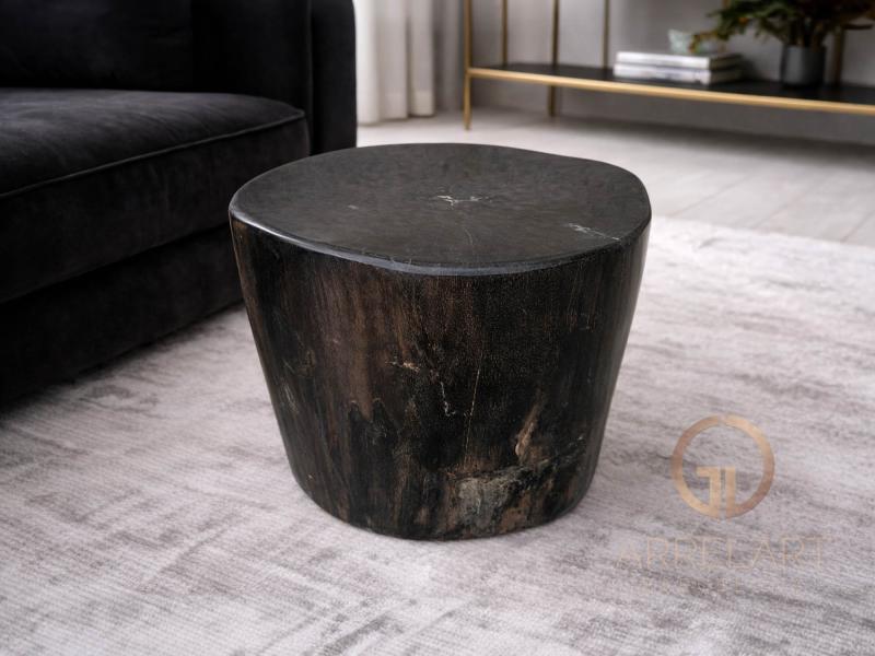 BLACK POLISHED STONE STOOL EZE