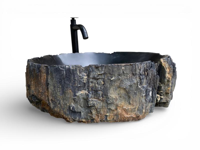 Schwarzes Waschbecken aus Stein Dakar