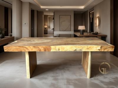 MESA DE COMEDOR RECTA CON PATAS DE MADERA BERGEN