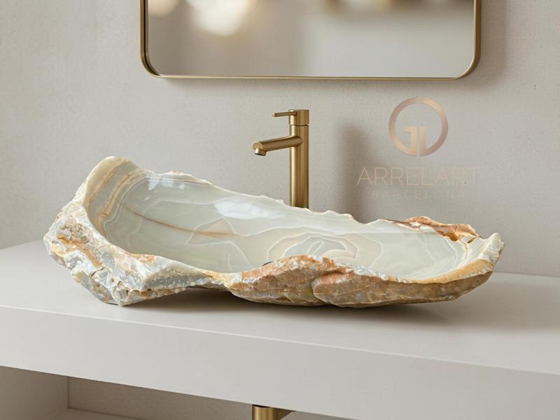 LAVABO GRIS PERLA DE PIEDRA NATURAL FORMENTOR