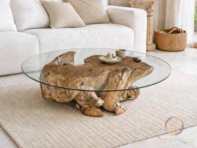 TABLE BASSE ARTISANALE EN TECK LUNEL