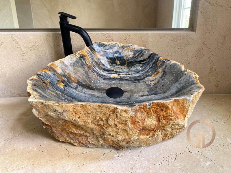 WASCHBECKEN AUS MEHRFARBIGEM STEIN MISURI