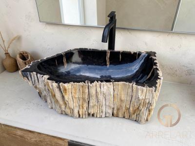 LAVABO DE MADERA FOSILIZADA NEGARA