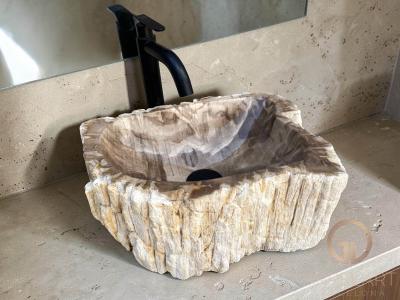 WASCHBECKEN AUS VERSTEINERTEM HOLZ GIANNI