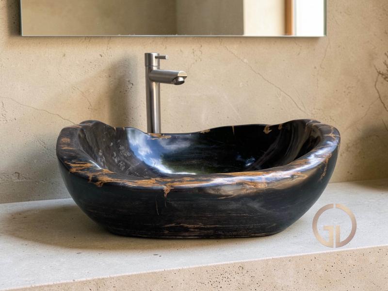 WASHBECKEN AUS VERSTEINERTEM HOLZ PARIS