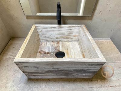 VASQUE CARRE EN BOIS FOSSILE IVORY