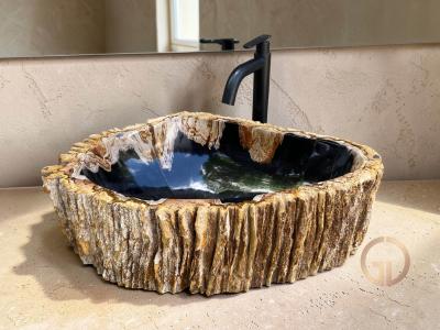 WASHBECKEN AUS VERSTEINERTEM HOLZ WAGNER