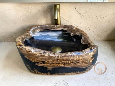 WASCHBECKEN AUS SCHWARZEM VERSTEINERTEM HOLZ TOULOUSE