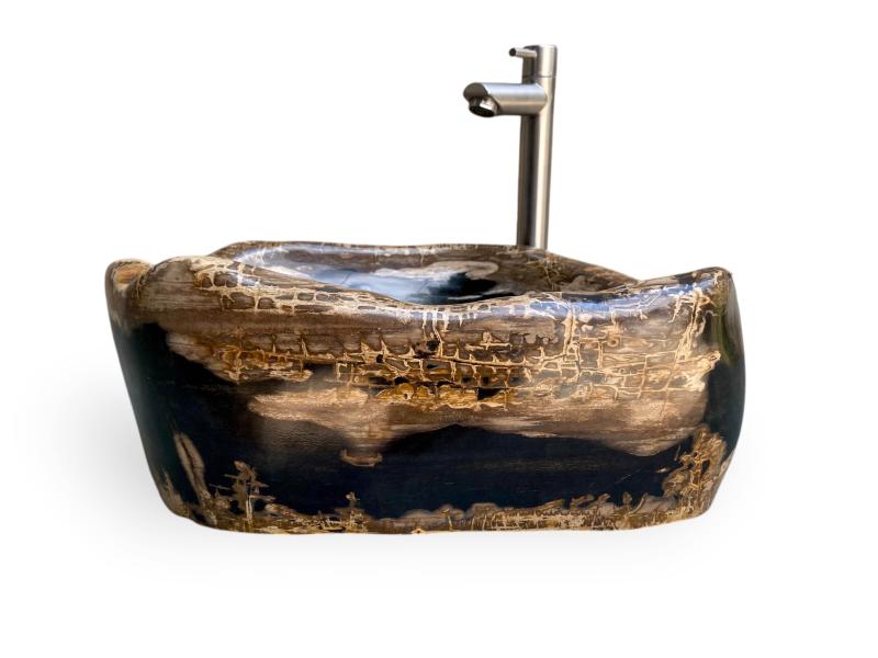 WASCHBECKEN AUS SCHWARZEM VERSTEINERTEM HOLZ TOULOUSE