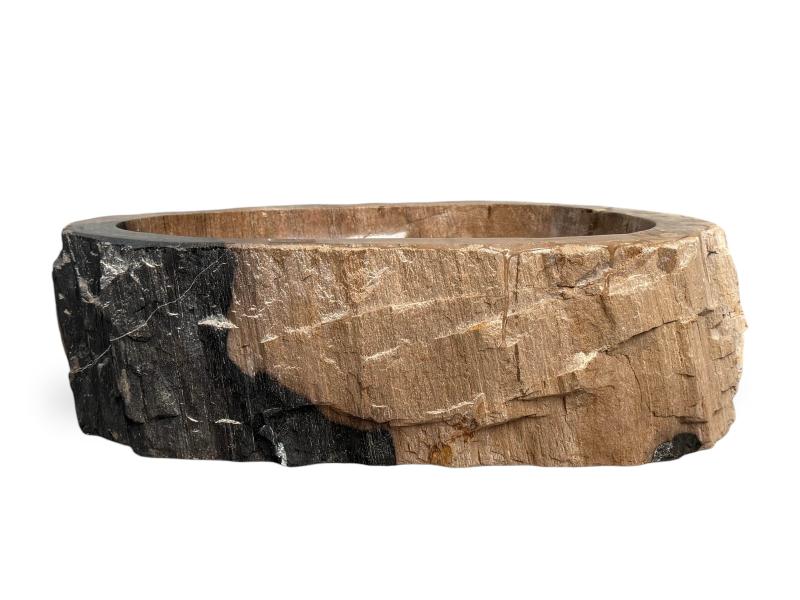 WASCHBECKEN AUS FOSSILEM HOLZ MOANDA