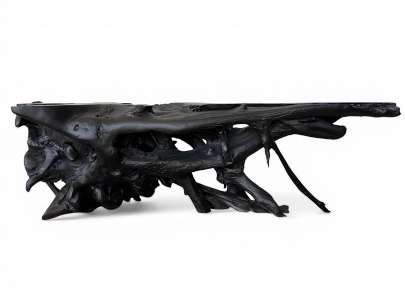 BLACK LOW CONSOLE IN TEAK WOOD NOIRE