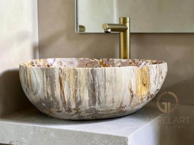 VASQUE EN BOIS PETRIFIE BALI