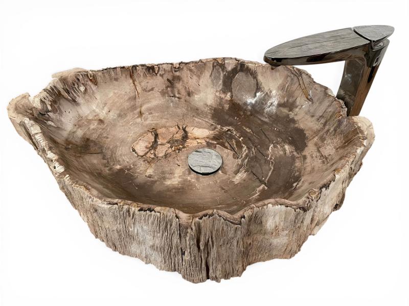 LAVANDINO DI DESIGN IN LEGNO PIETRIFICATO MOON