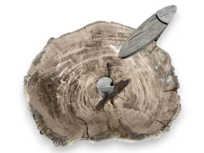 WASHBECKEN AUS VERSTEINERTEM HOLZ LOMBOK