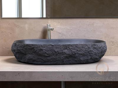 LAVABO NEGRO MATE DE PIEDRA DE LAVA CHIPRE