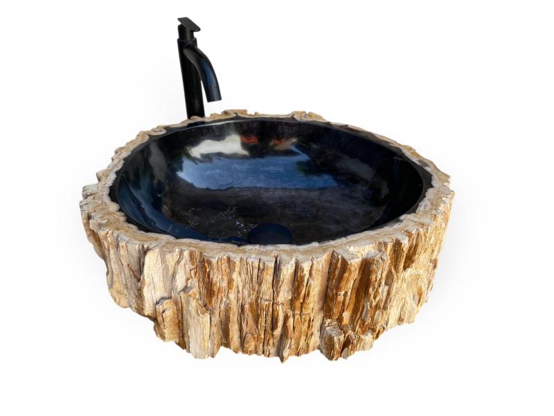 WASHBECKEN AUS VERSTEINERTEM HOLZ WAGNER