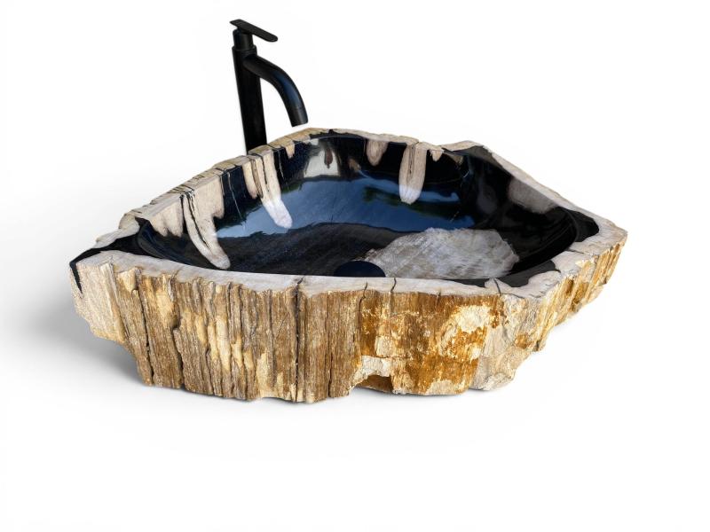 WASCHBECKEN AUS FOSSILEM HOLZ LEWIS
