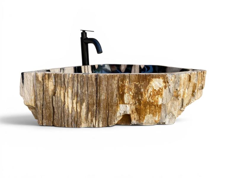 WASCHBECKEN AUS FOSSILEM HOLZ LEWIS