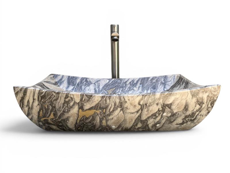 LAVABO DA APPOGGIO RETTANGOLARE IN MARMO SUNNY
