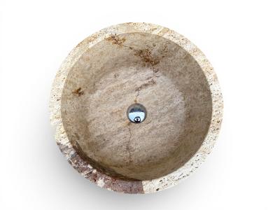 ROUND PEDESTAL SINK IN NATURAL STONE BRUNELLO