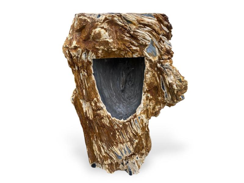 MAJESTATISCHES STANDWASCHBECKEN AUS VERSTEINERTEM HOLZ MALAWI