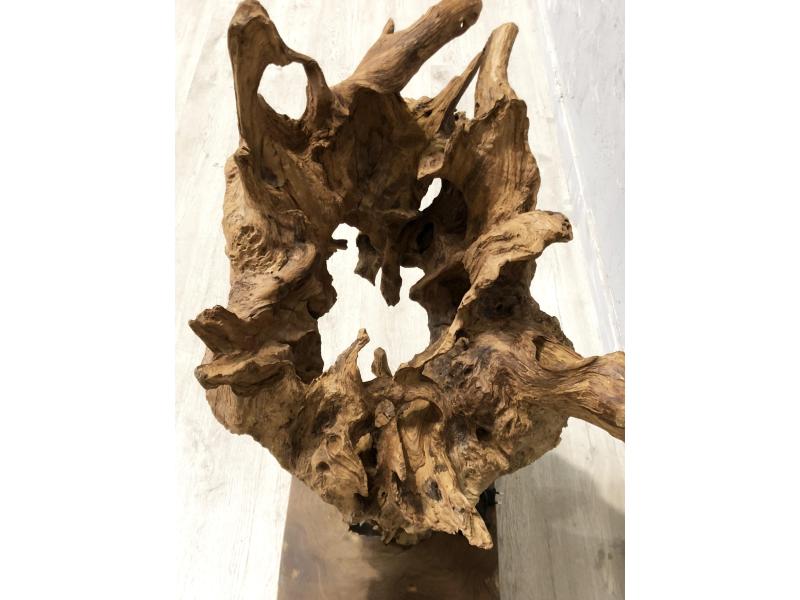 Posacenere Decorativo In Legno Di Radica E Vetro Soffiato - Fatto A Mano Da Bali - Regalo Unico