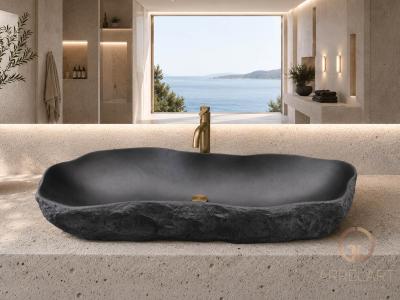 IMPOSING SINK WITH DARK STONE NUBIA