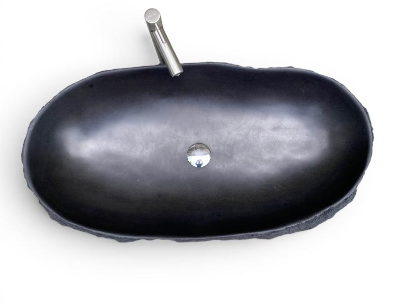 VASQUE NOIR MAT EN PIERRE DE LAVE CHYPRE