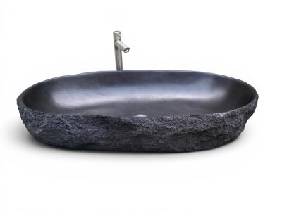 VASQUE NOIR MAT EN PIERRE DE LAVE CHYPRE