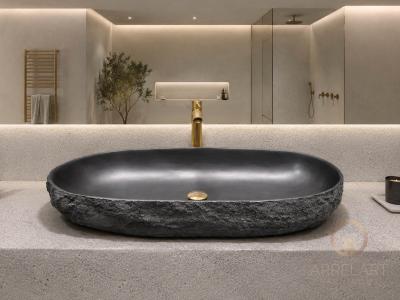 LAVABO NEGRO DE PIEDRA DE LAVA CHIPRE