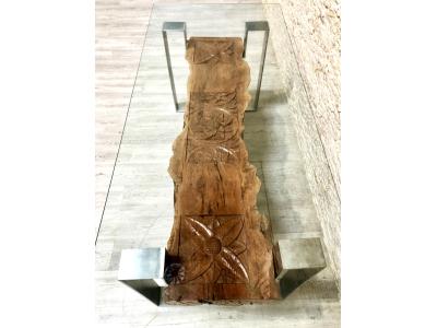 CARVED WOODEN DINING TABLE